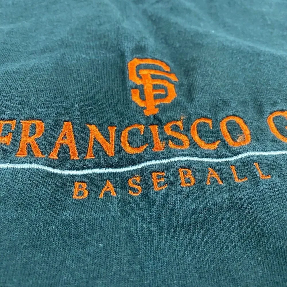 Vintage San Francisco Giants Embroidered Spellout T-Shirt Mens XL Black Baseball